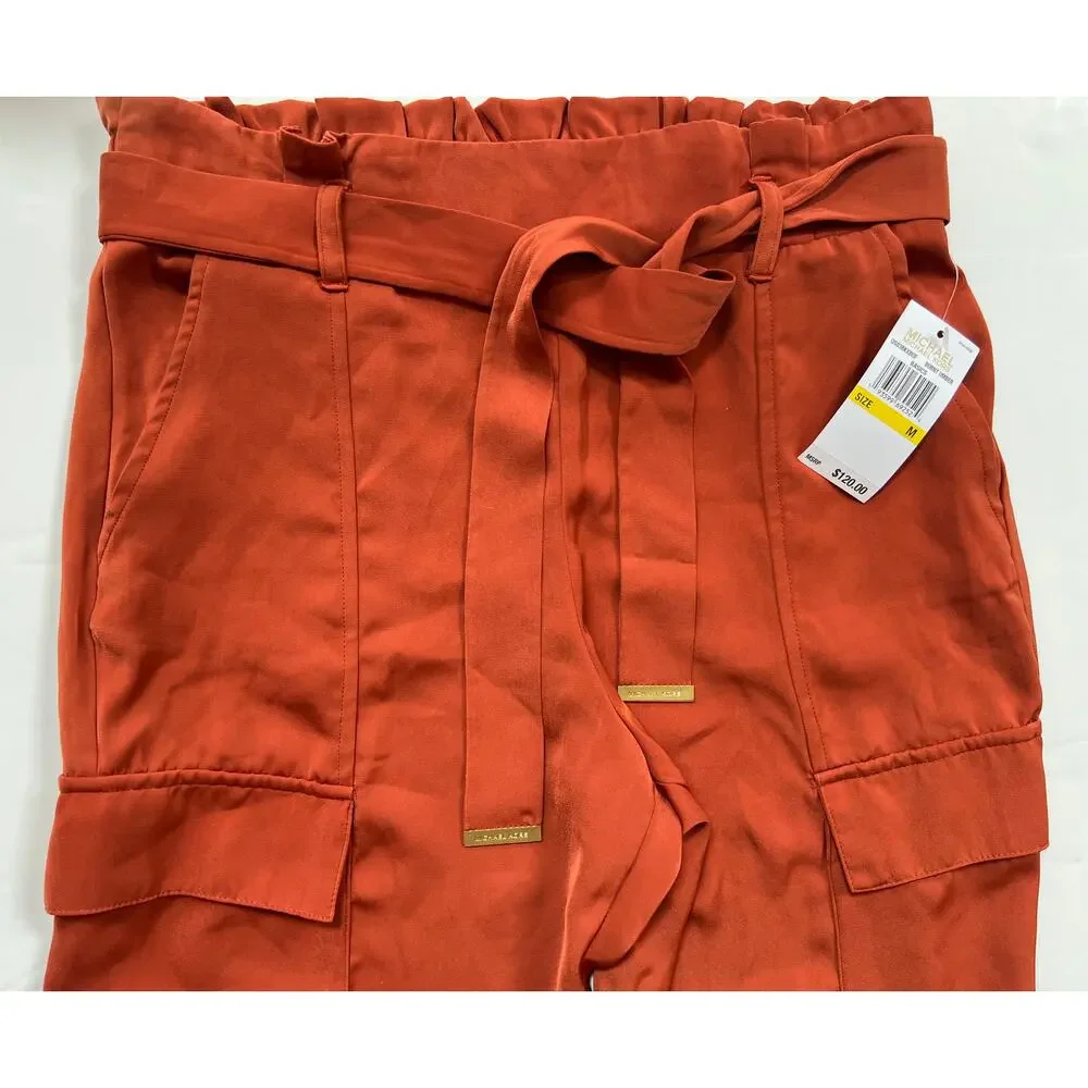 Michael Kors Women's Cargo Jogger Pants Burnt Umber Size M NWT $120